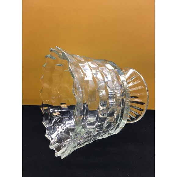 Vintage Fostoria American Pedestal Compote Bowl Dish Clear Glass Cube Pattern - Picture 15 of 16